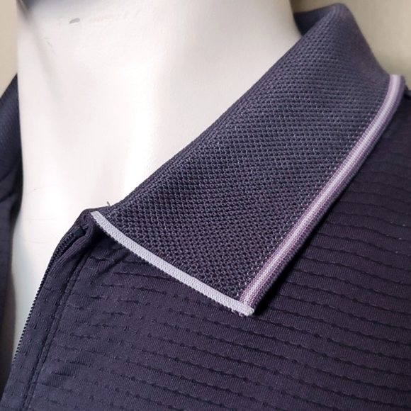 IJP DESIGN Golf Polo 1/2 Zip Navy Blue Purple Acent Large New No Tags - Picture 5 of 9